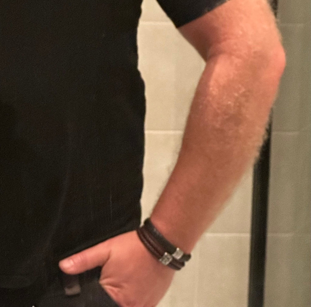 Mens leather bracelet double cord and steel |  Men's gift Bracelet | Custom Bracelet For Men | Personalized Gift For Him | Fathers Day Gift