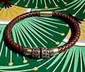 Stylish Mens Leather Bracelet with Steel Beads | Unique Handcrafted Wristwear for Urban Chic Fashion | Trendy  jewelry Accessory