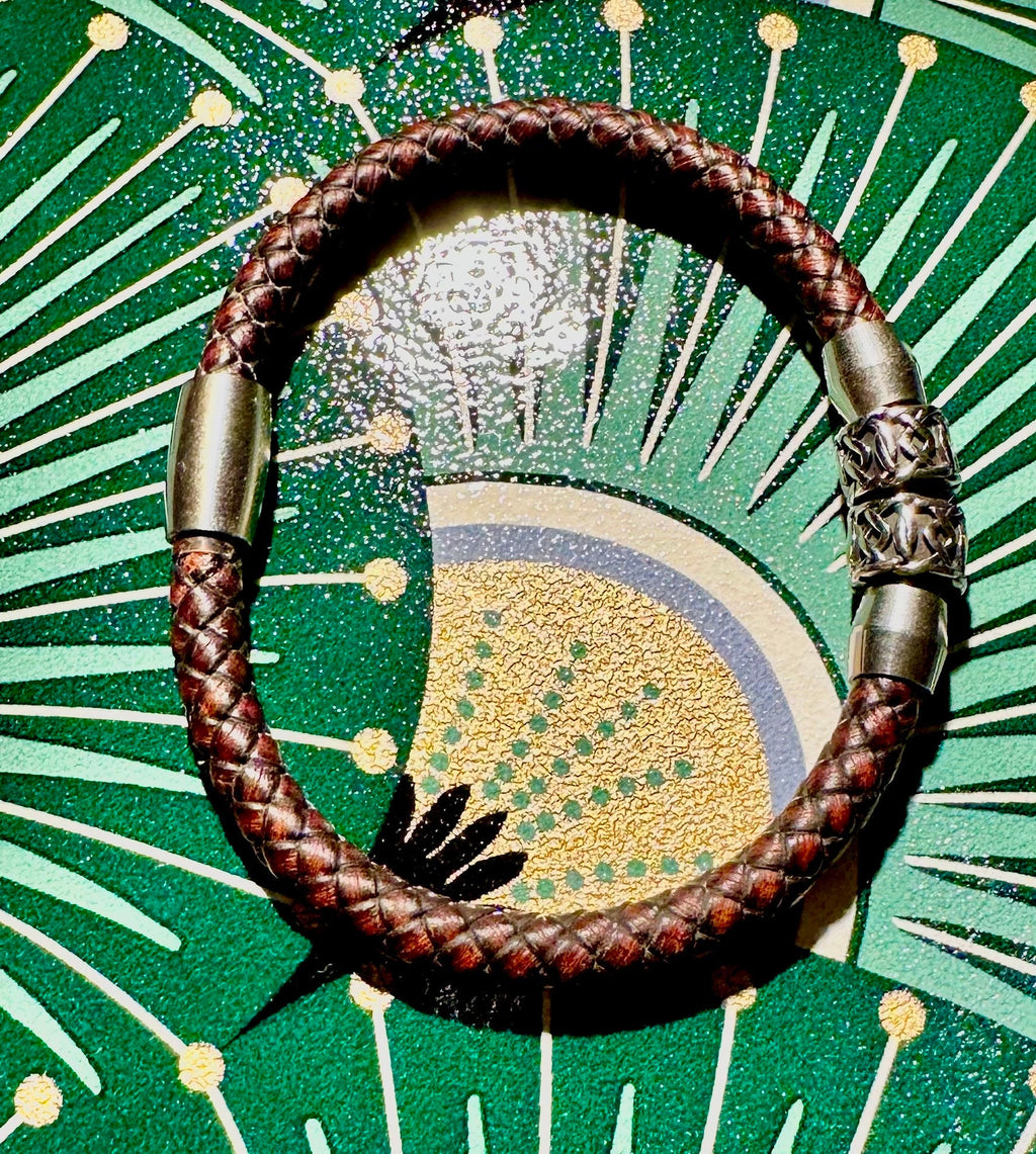 Stylish Mens Leather Bracelet with Steel Beads | Unique Handcrafted Wristwear for Urban Chic Fashion | Trendy  jewelry Accessory