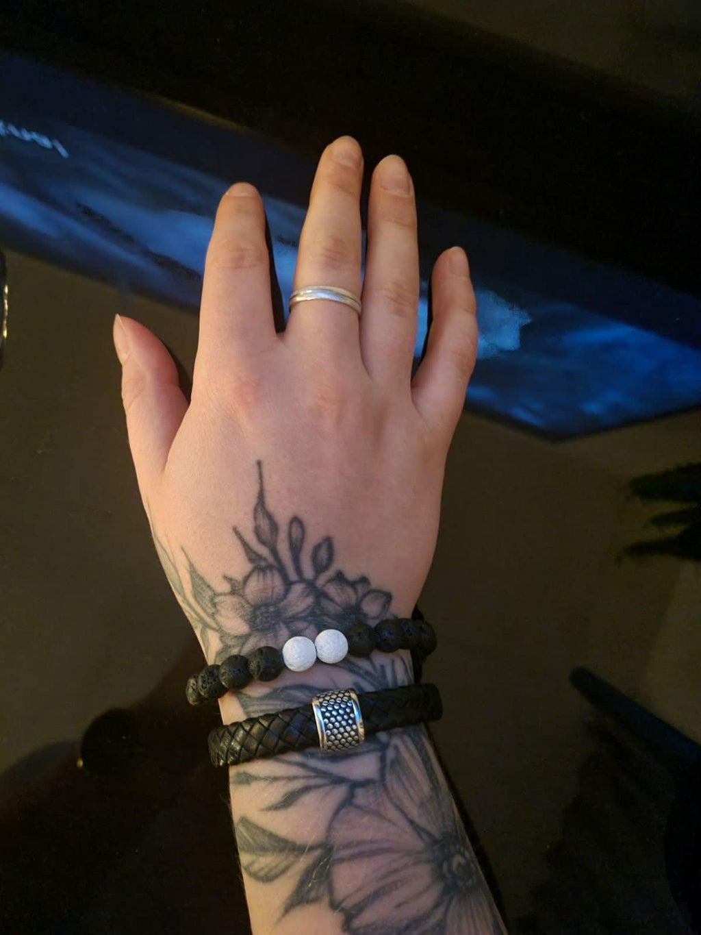 Lava Rock Beaded Bracelet in Timeless Black and White - Handcrafted for a Stylish Statement Piece