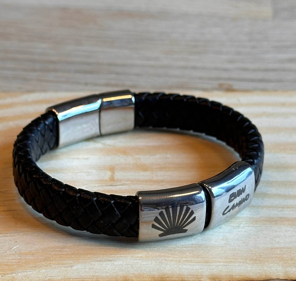 Buen Camino ‑ rustikt pilgrimsarmband med snäckskal