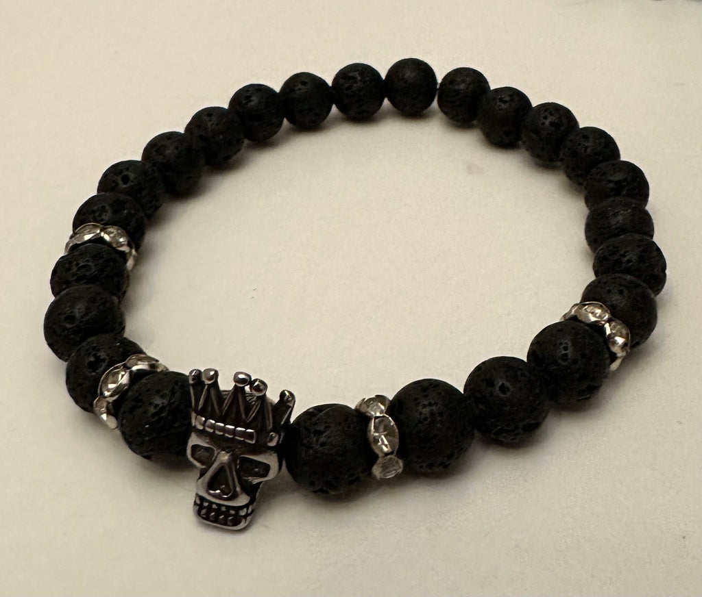 Pärlarmband lavasten och dödskalle med kungakrona – herr