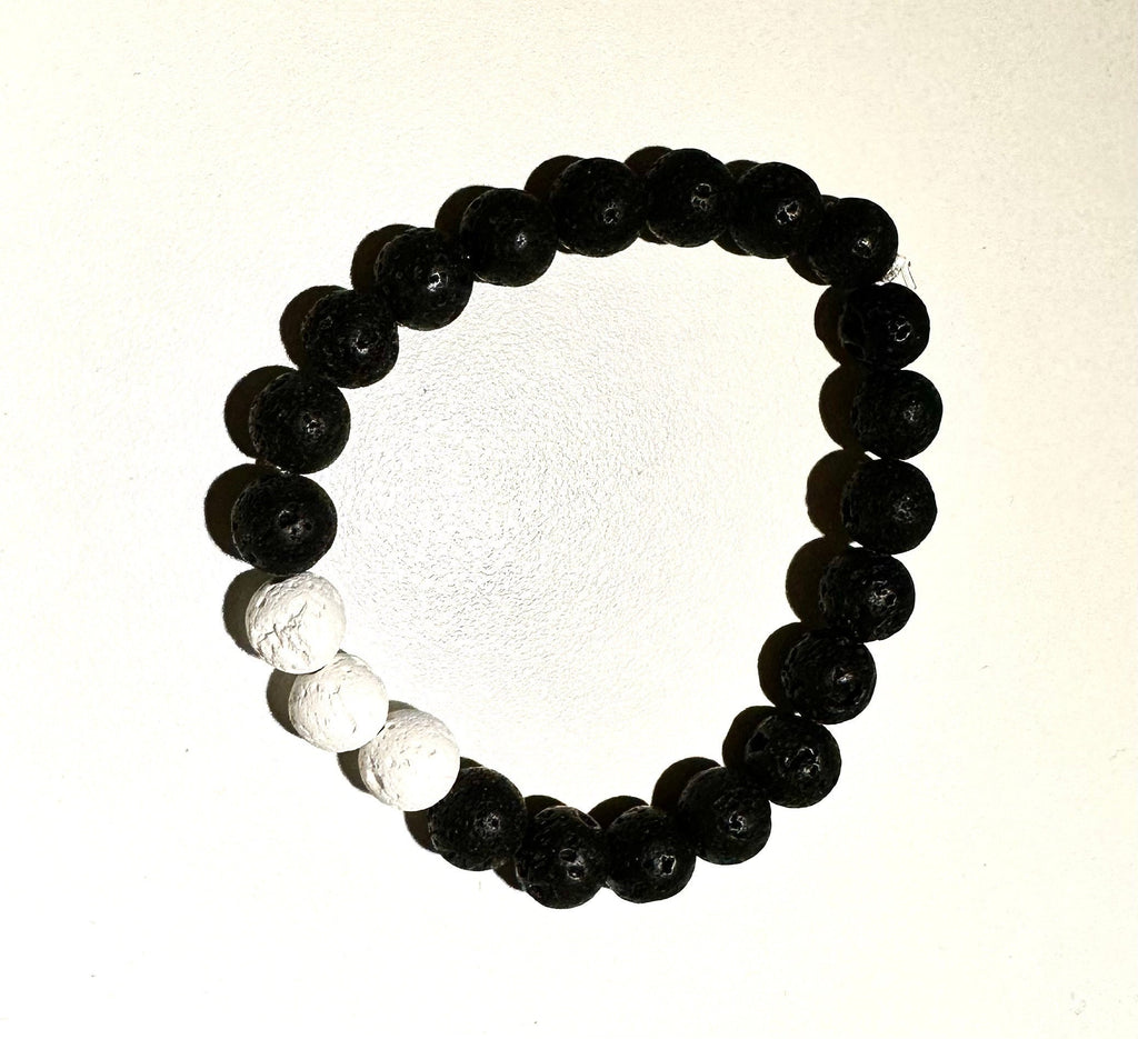 Lava Rock Beaded Bracelet in Timeless Black and White - Handcrafted for a Stylish Statement Piece