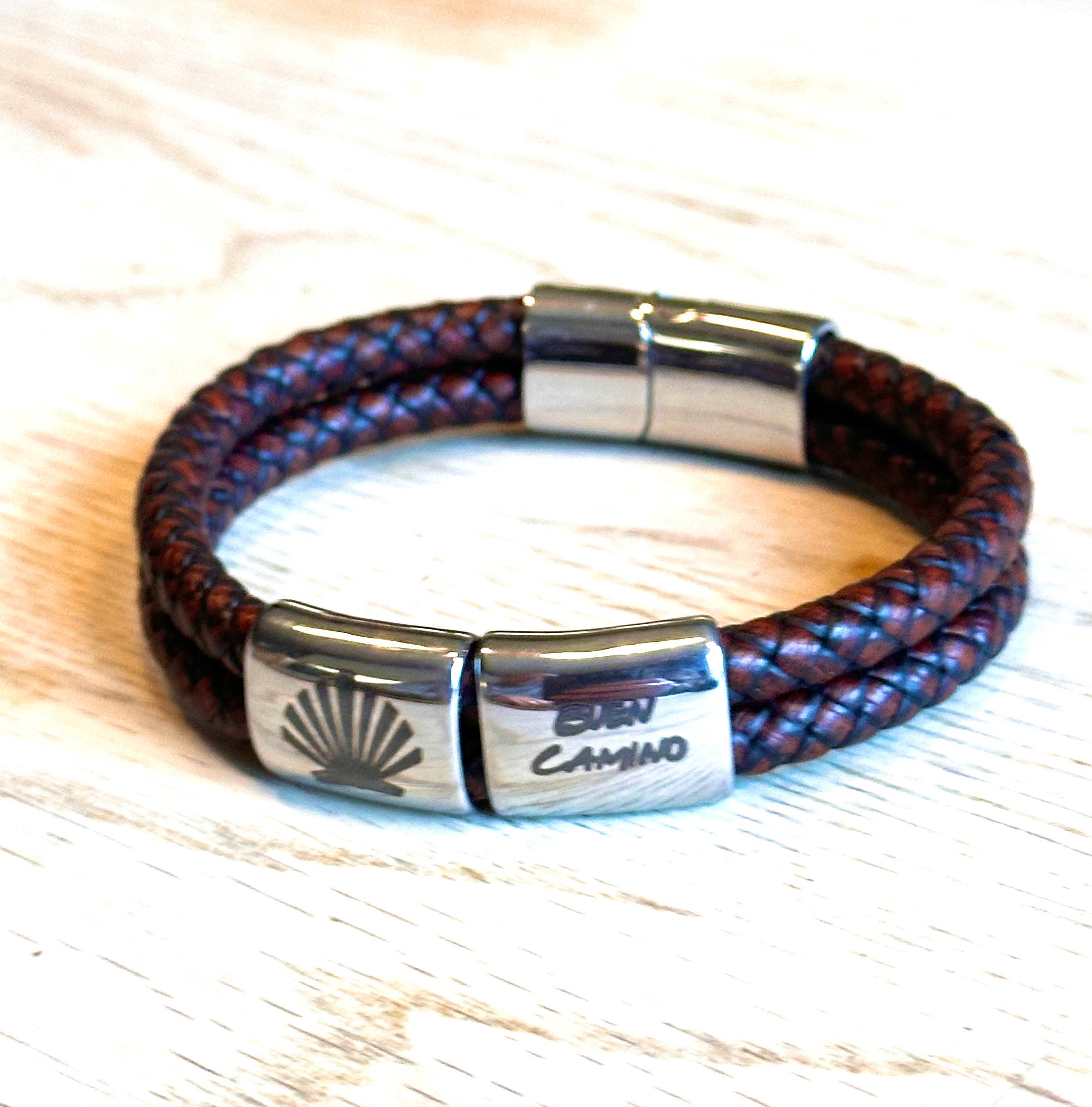 Buen Camino ‑ rustikt pilgrimsarmband med snäckskal
