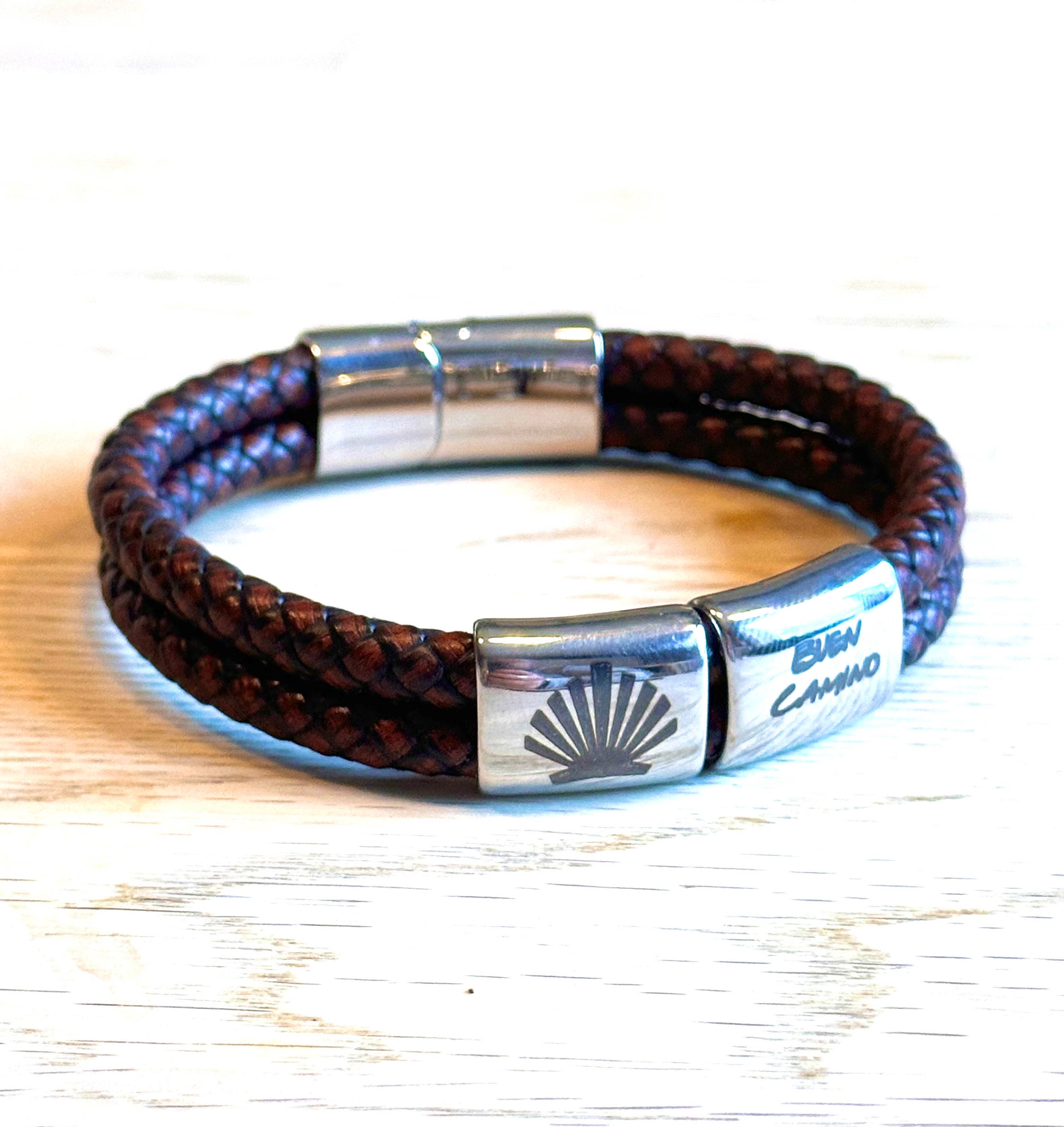 Buen Camino ‑ rustikt pilgrimsarmband med snäckskal
