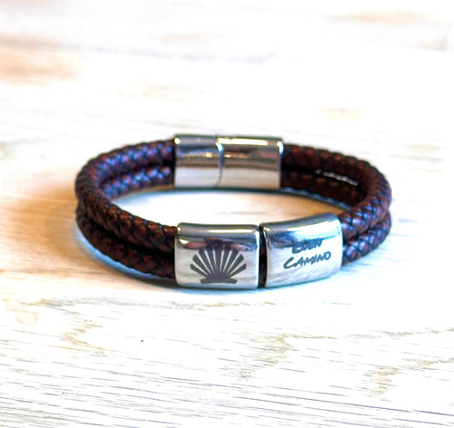 Buen Camino ‑ rustikt pilgrimsarmband med snäckskal