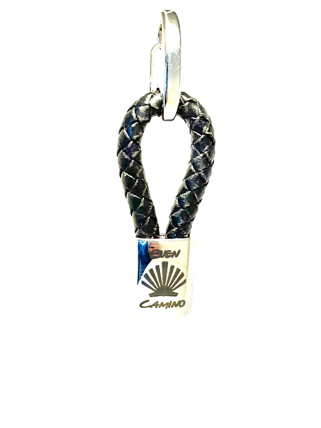 Handgjord Flätad Lädernyckelring – Pilgrimsmussla & Buen Camino, Jakobsleden Symbol