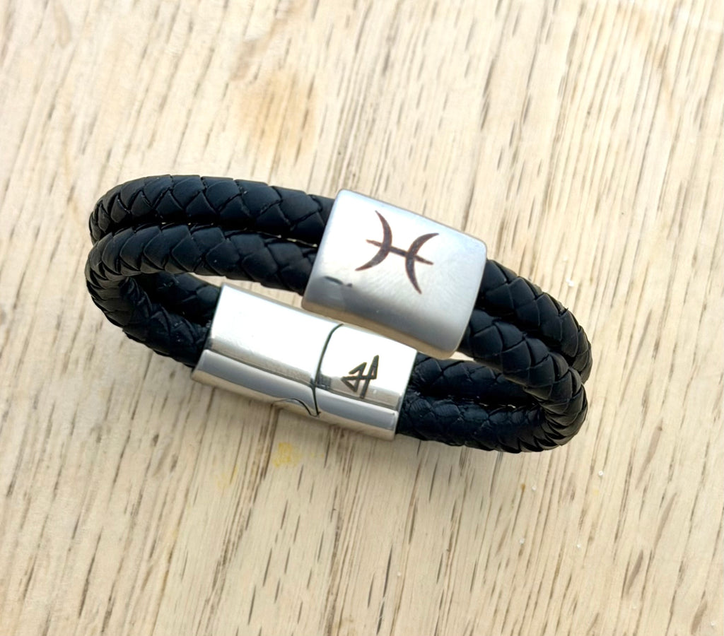 Fiskarna stjärntecken – handgjort zodiak läderarmband