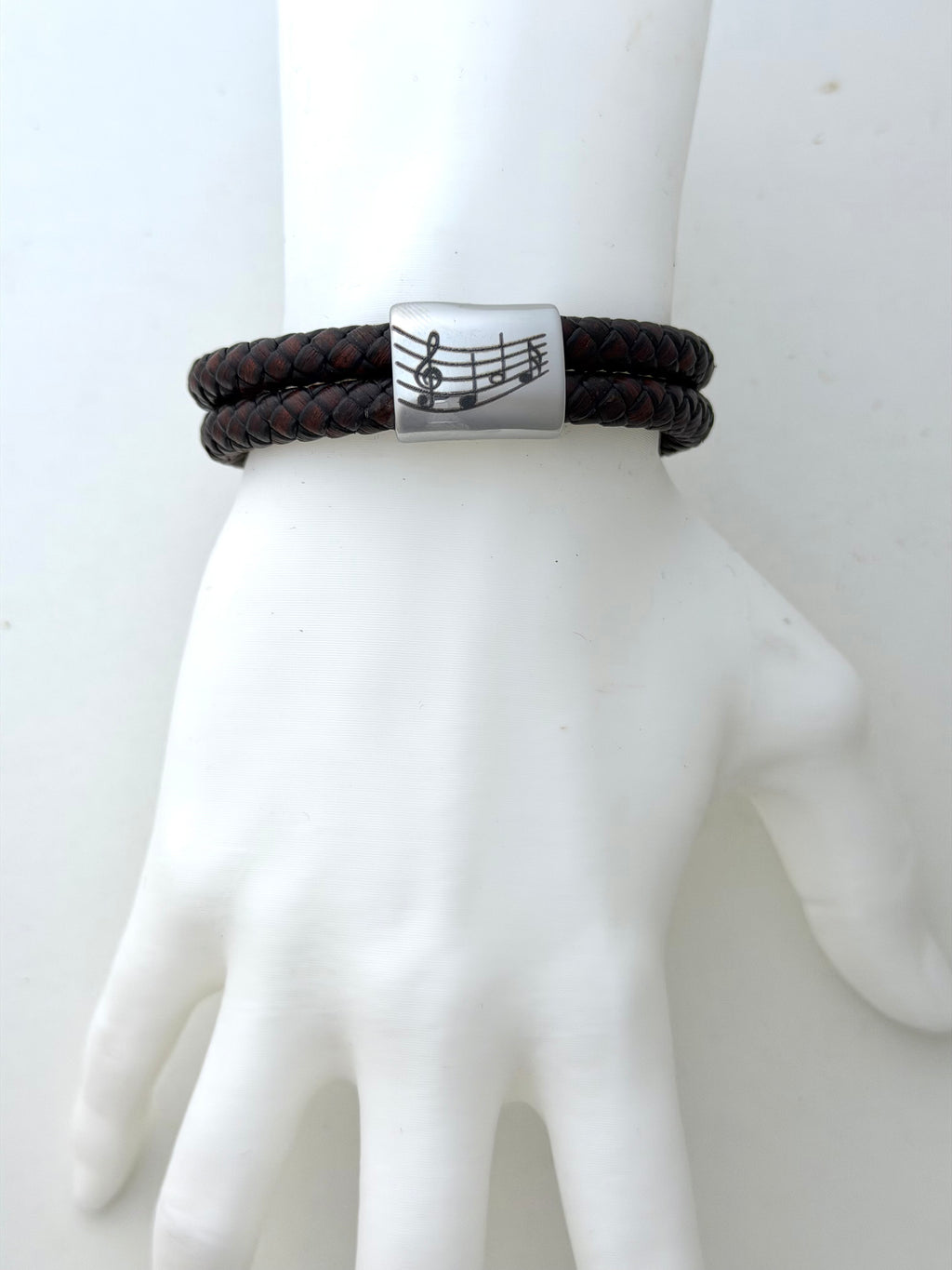 Viking-inspired leather bracelet with Tree of Life in stainless steel