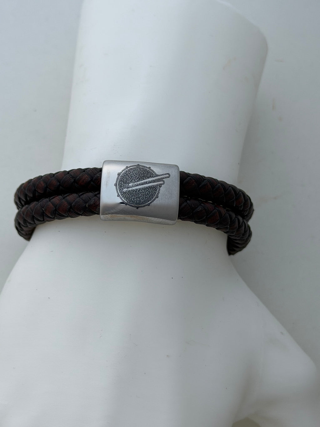 Viking-inspired leather bracelet with Tree of Life in stainless steel