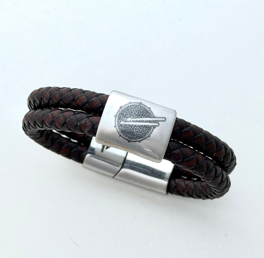 Viking-inspired leather bracelet with Tree of Life in stainless steel