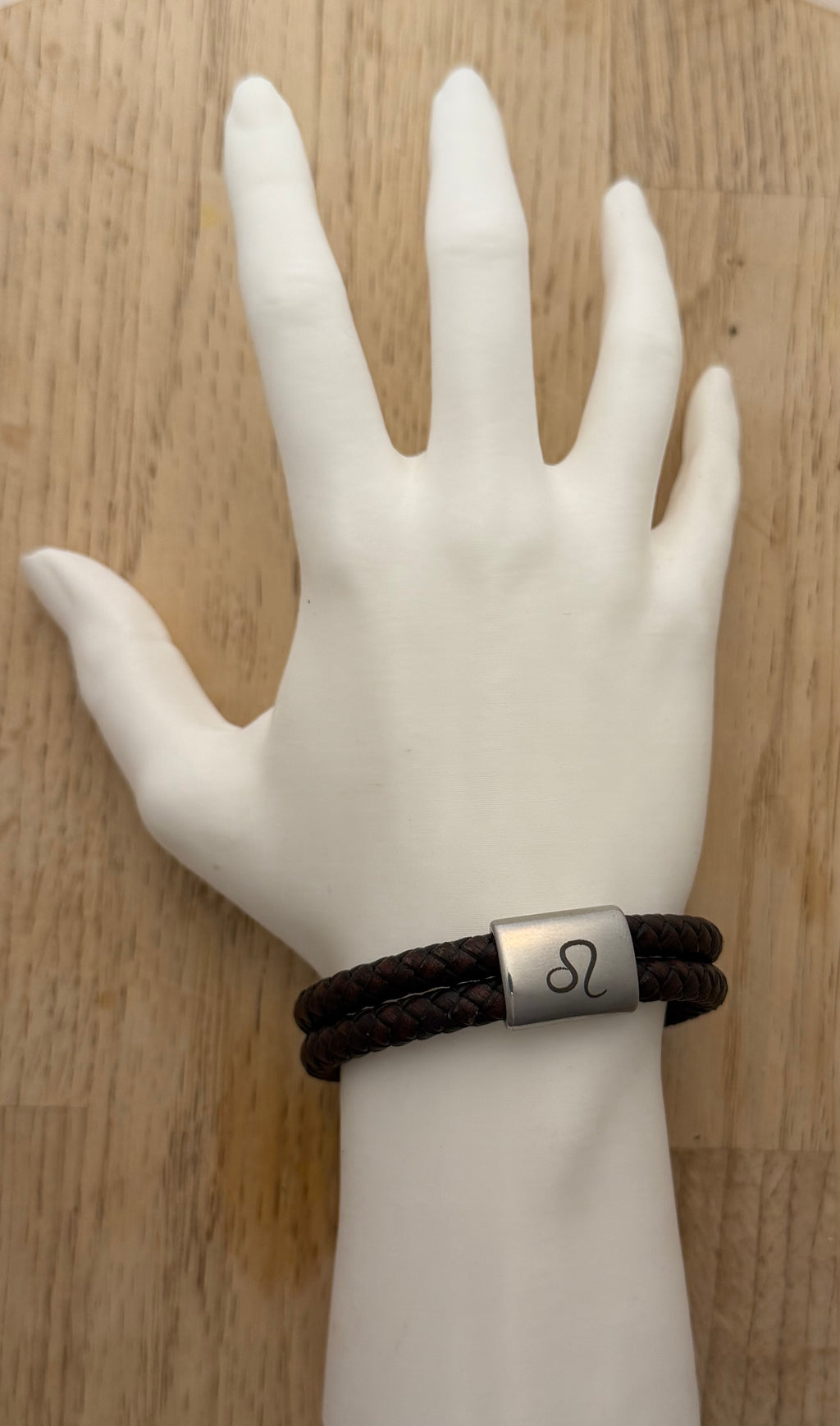 Lejonet stjärntecken – handgjort zodiak läderarmband