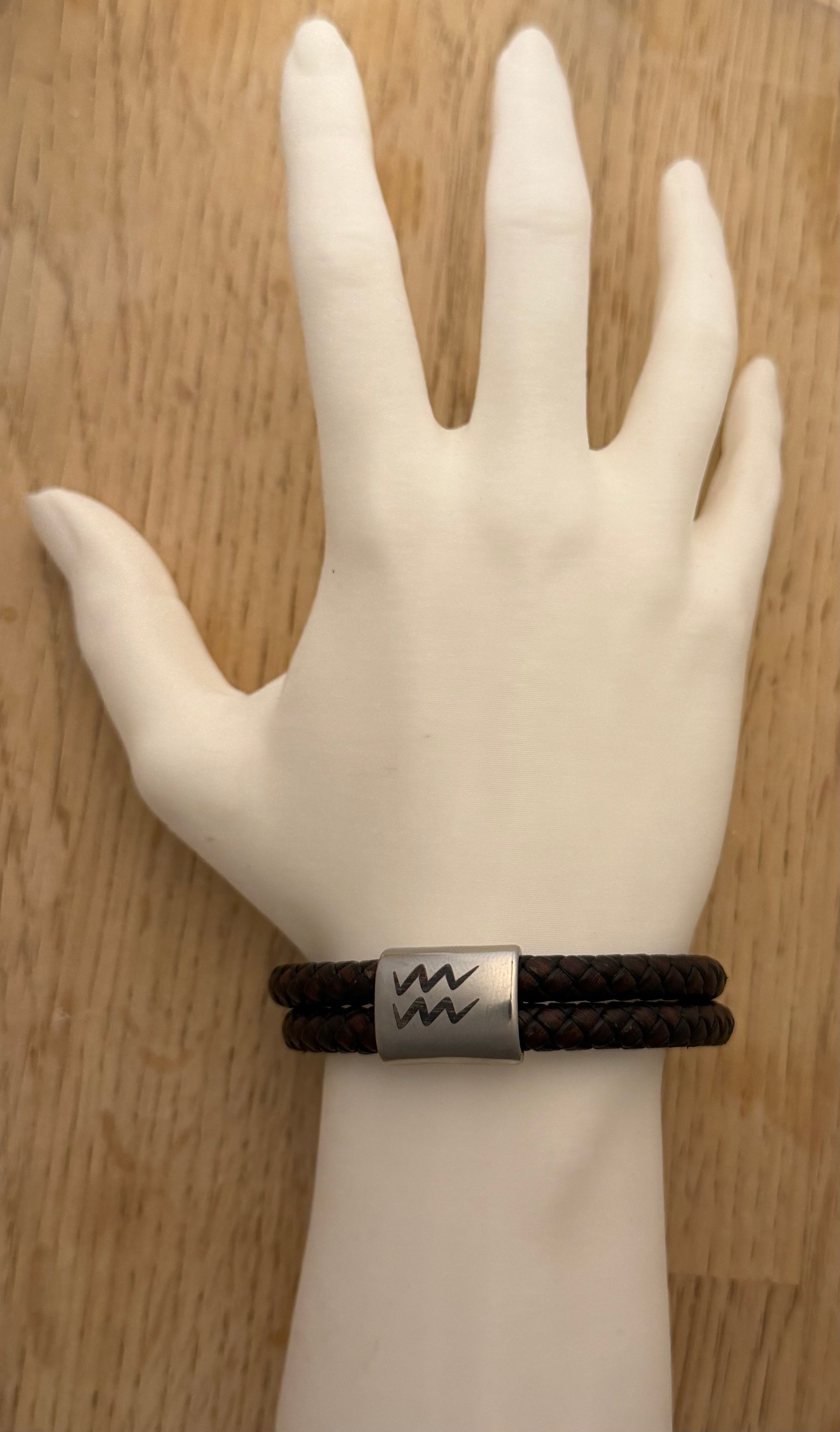 Vattumannen stjärntecken – handgjort zodiak läderarmband