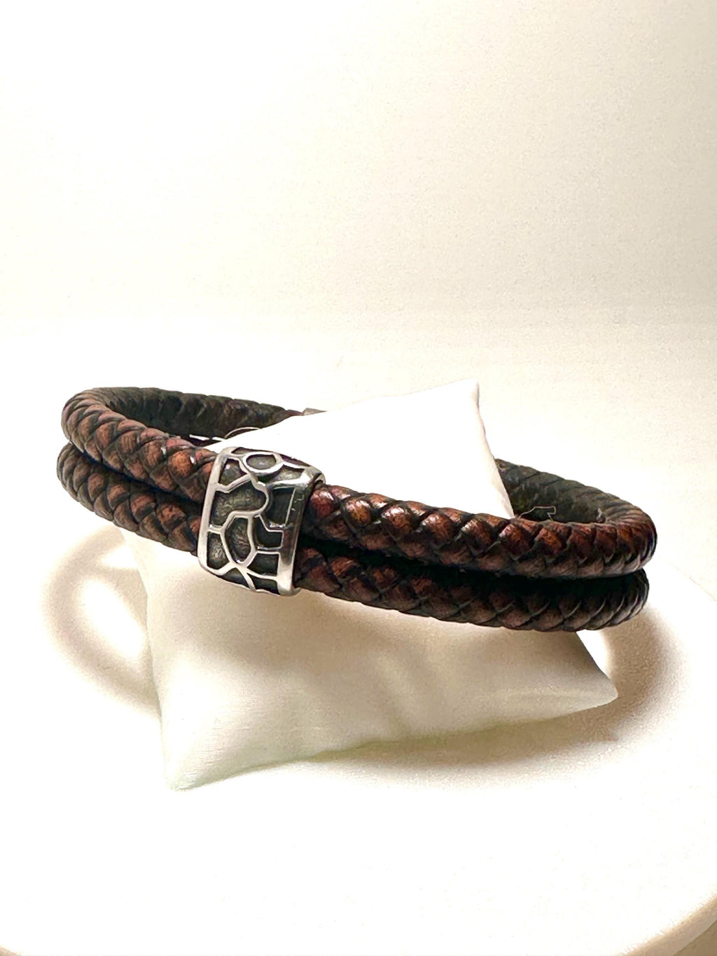 Mens leather bracelet double cord and steel |  Men's gift Bracelet | Custom Bracelet For Men | Personalized Gift For Him | Fathers Day Gift