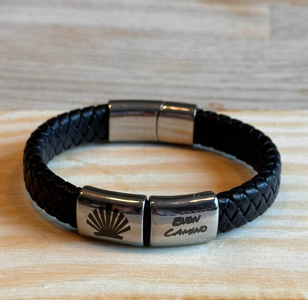 Buen Camino ‑ rustikt pilgrimsarmband med snäckskal