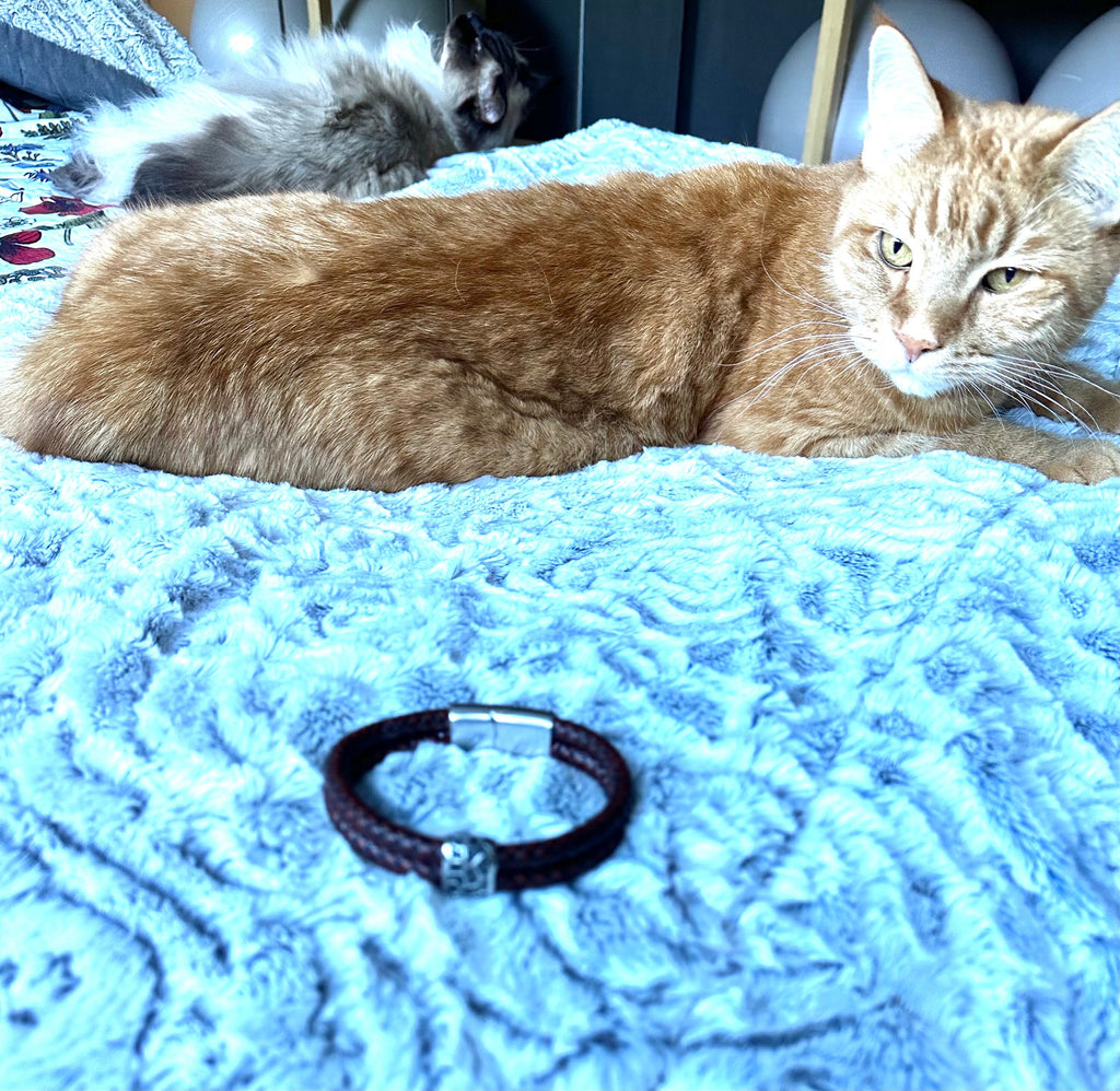 Mens leather bracelet double cord and steel |  Men's gift Bracelet | Custom Bracelet For Men | Personalized Gift For Him | Fathers Day Gift