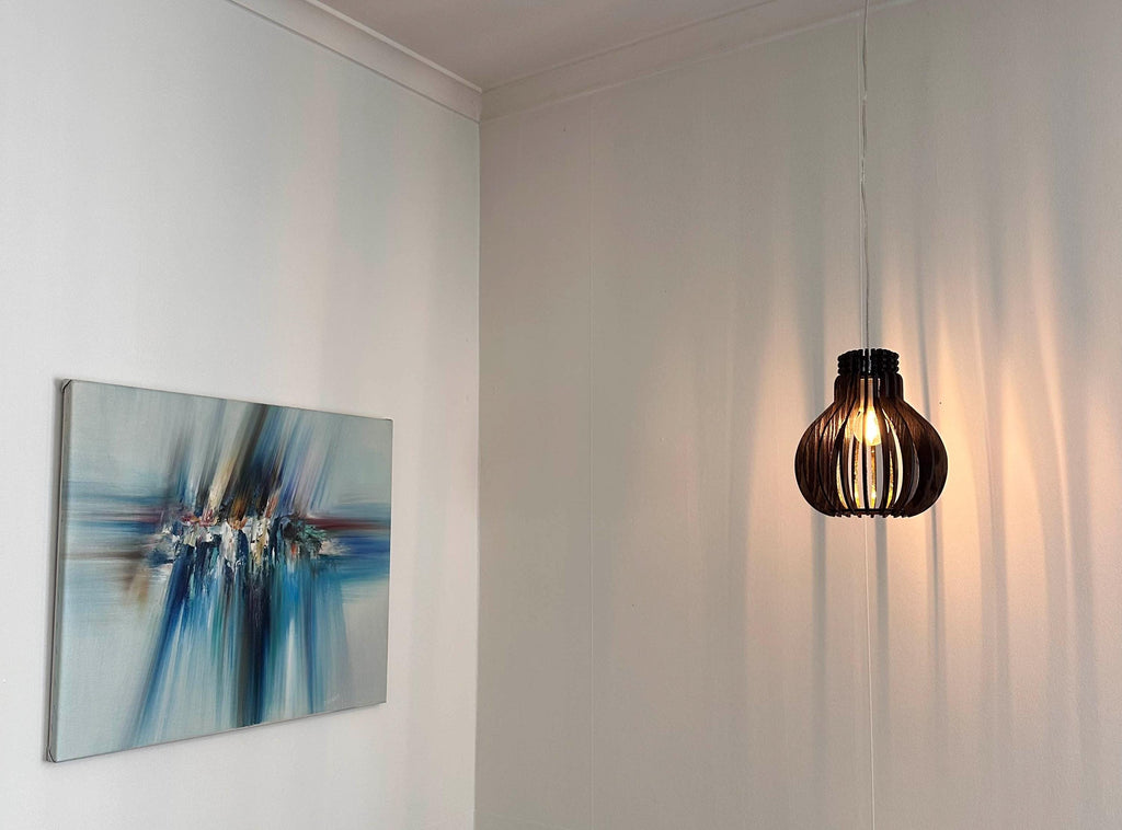 Hänglampa – Pære mini i trä, skandinavisk stil för fönster eller tak