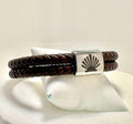 Camino de Santiago rustikt läderarmband – snäckskal pilgrimsmussla