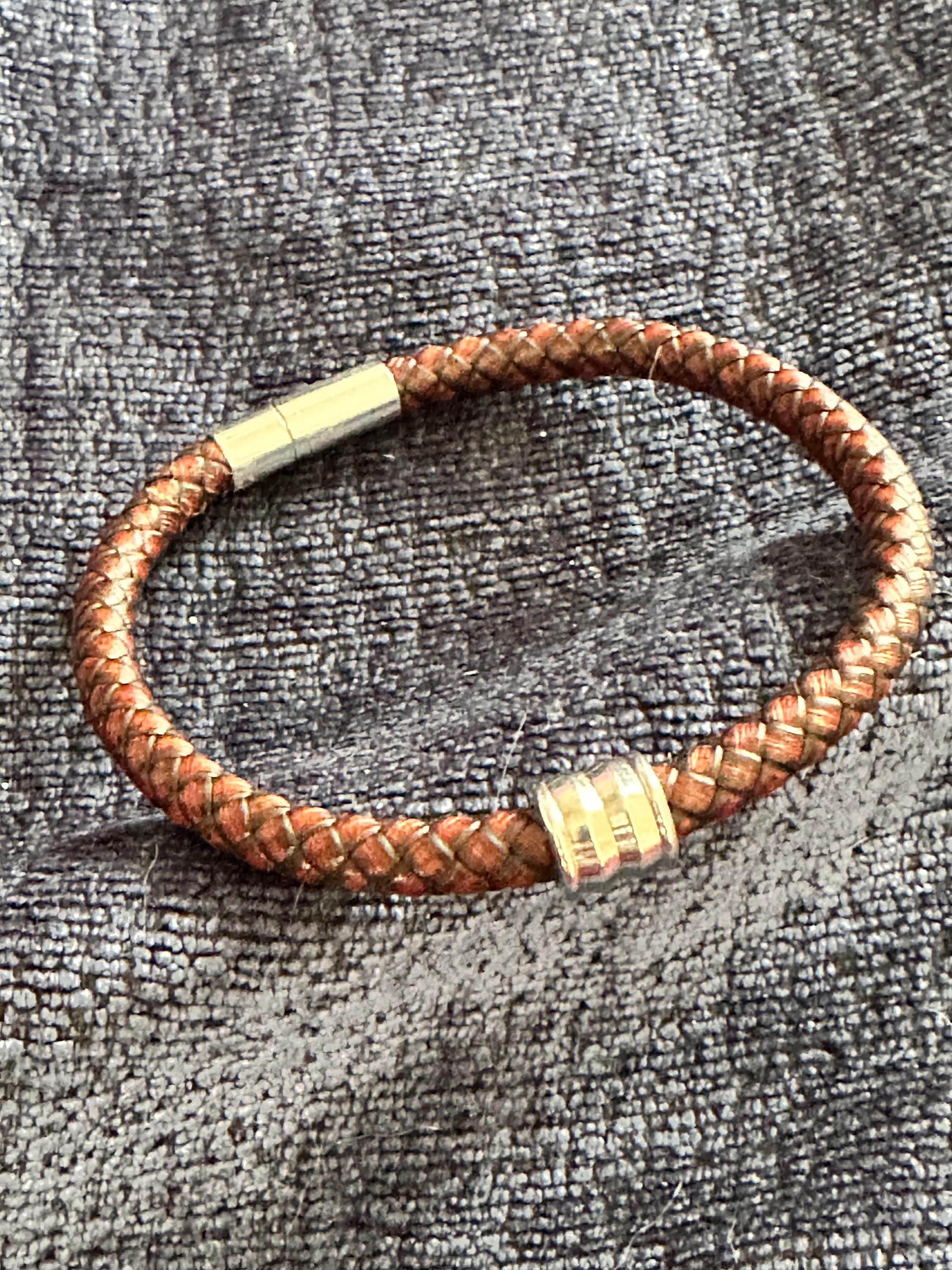 Leather and steel bracelet for men