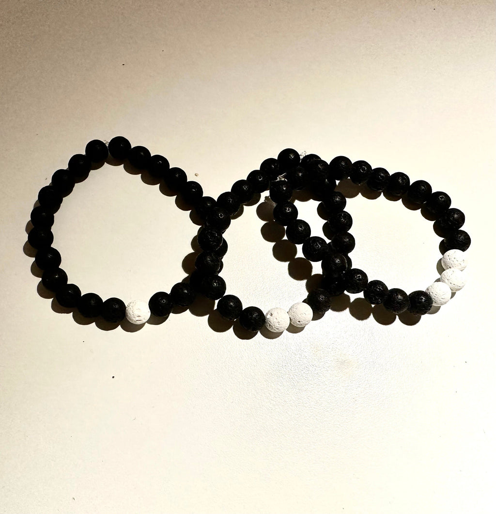 Lava Rock Beaded Bracelet in Timeless Black and White - Handcrafted for a Stylish Statement Piece