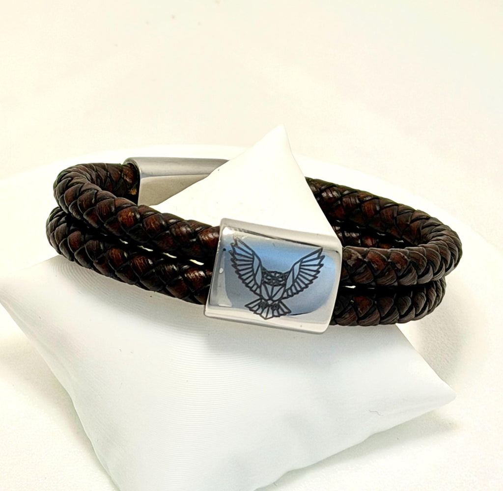 Läderarmband nordisk mytologi,  Uggla – Visdom, intuition och klarhet