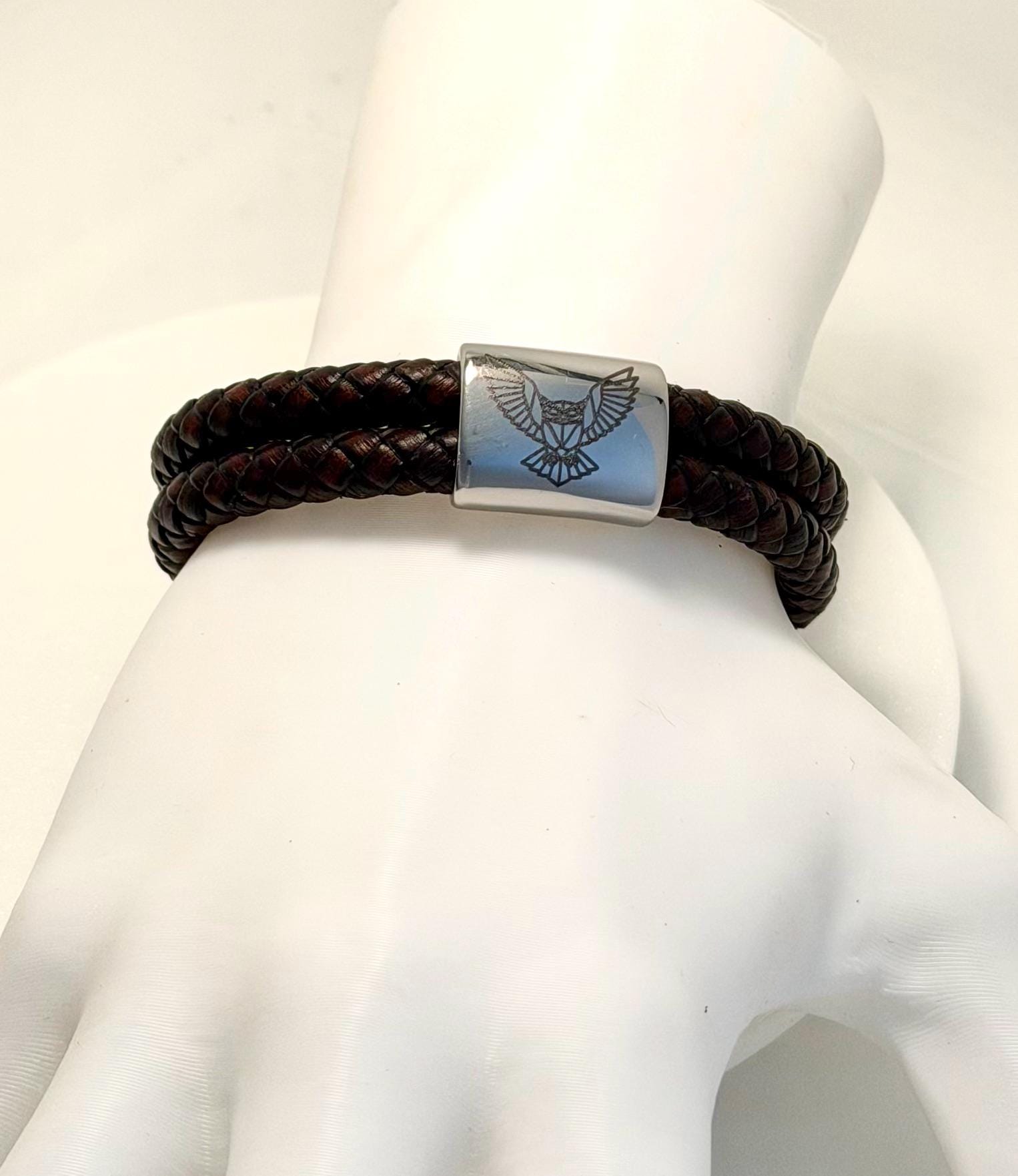 Läderarmband nordisk mytologi,  Uggla – Visdom, intuition och klarhet