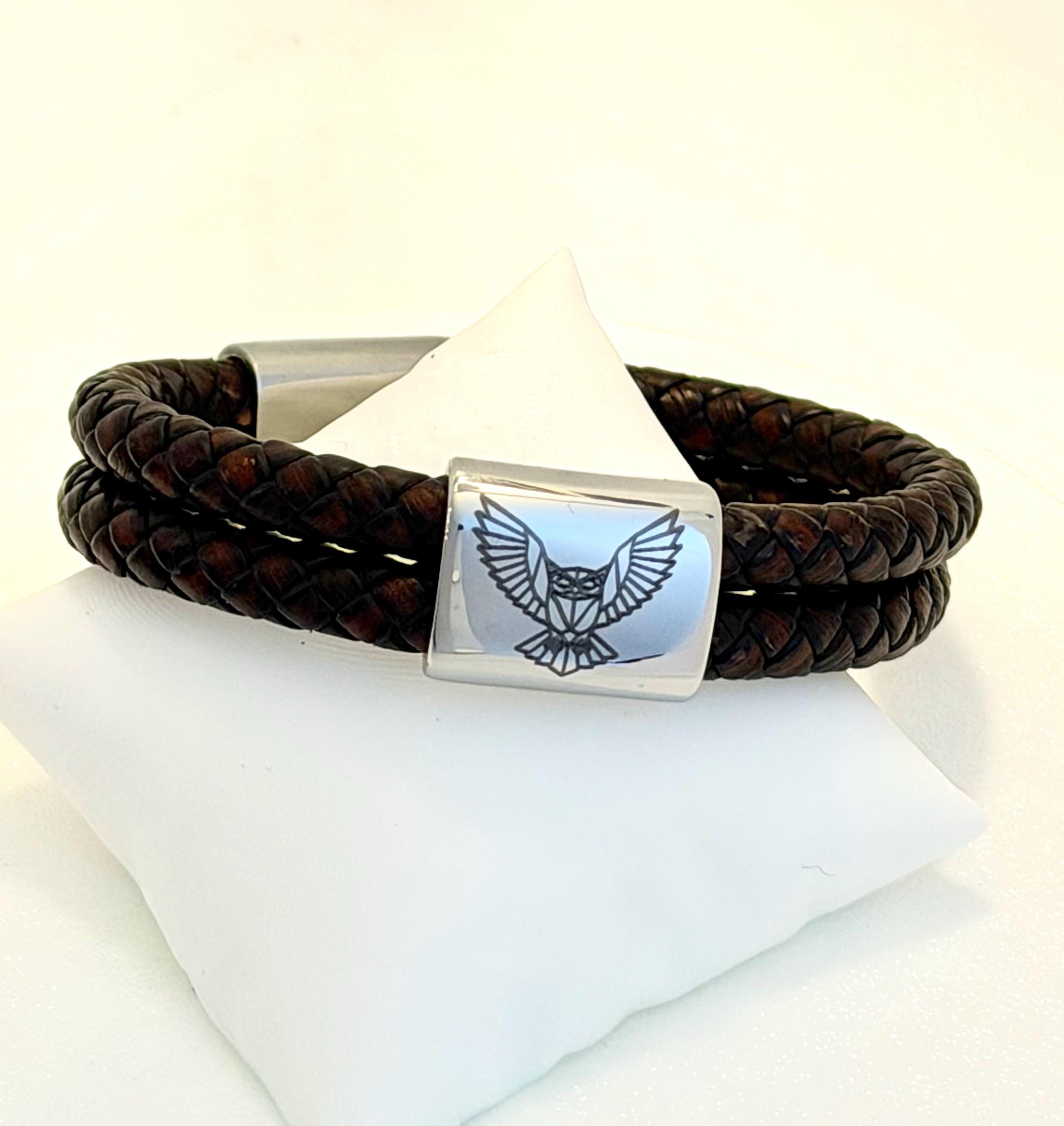 Läderarmband nordisk mytologi,  Uggla – Visdom, intuition och klarhet